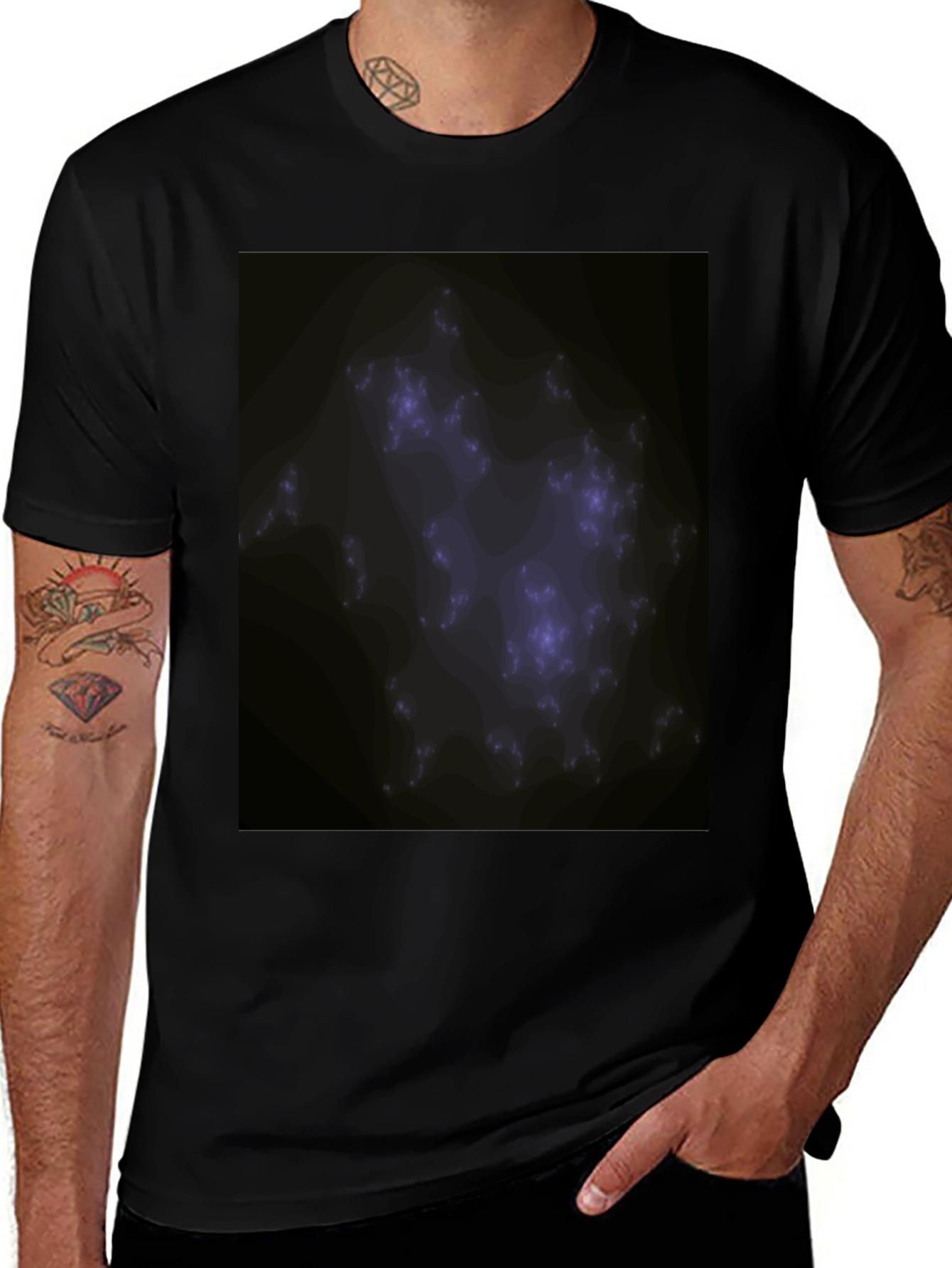 Abstract Fractal Graphic Black Tee