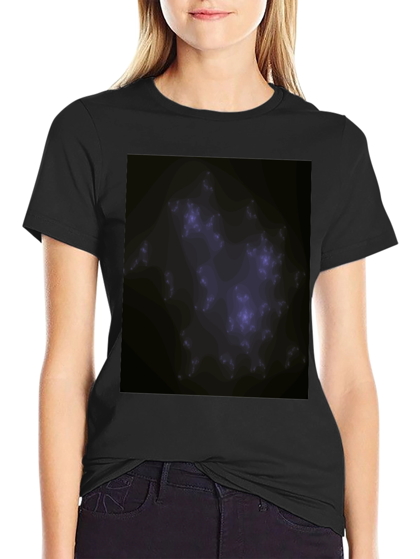Abstract Fractal Graphic Black Tee