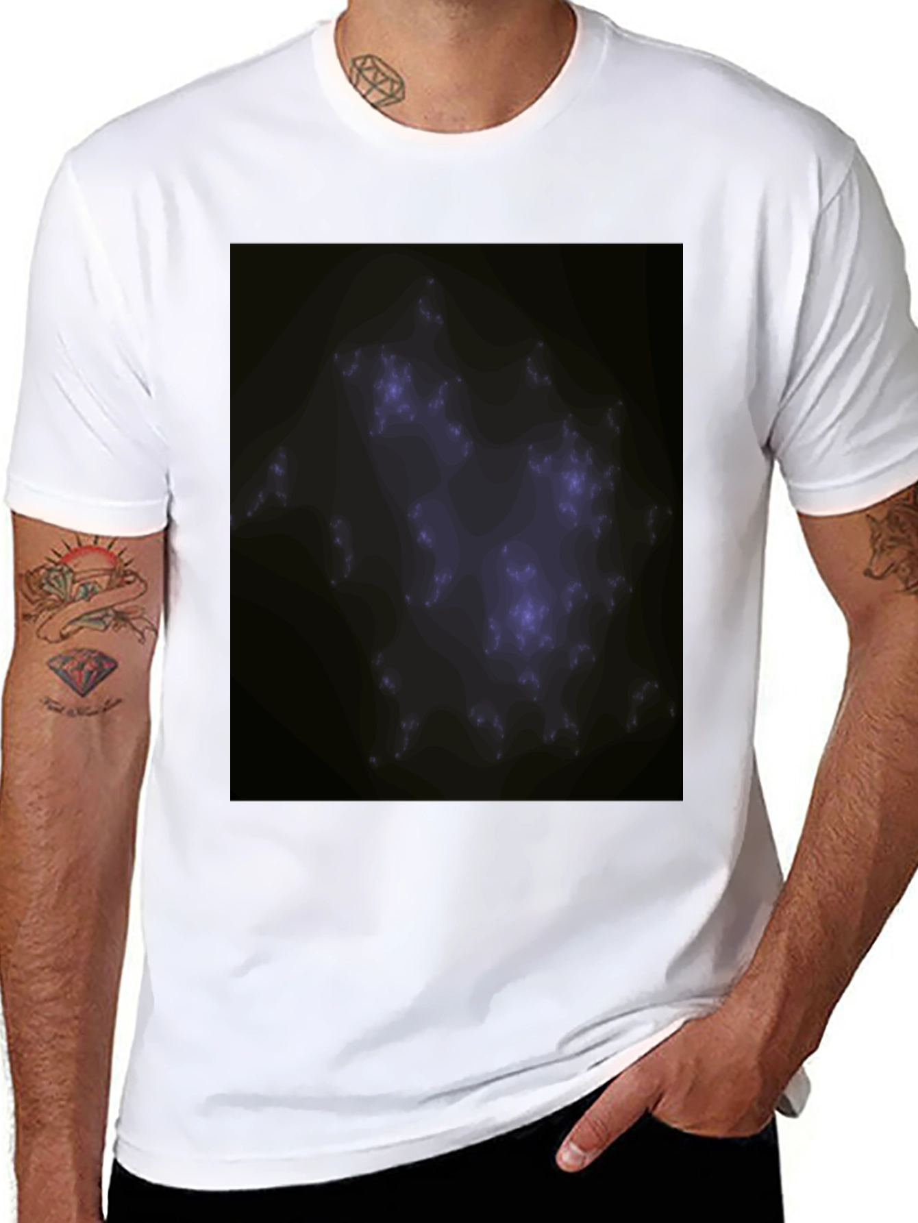 Abstract Fractal Graphic Black Tee
