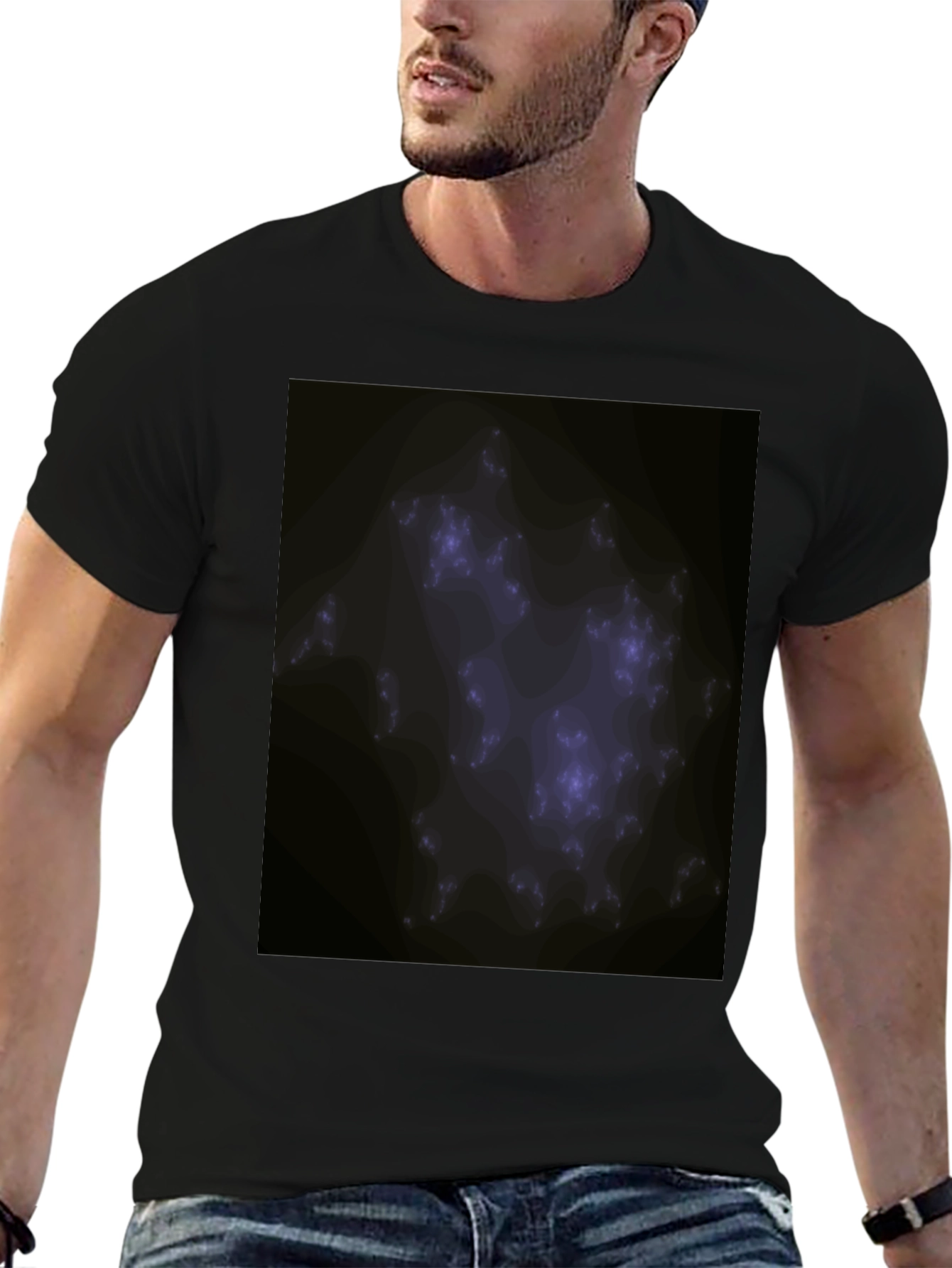 Abstract Fractal Graphic Black Tee
