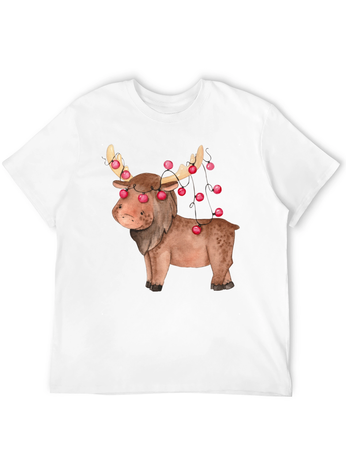 Festive Reindeer Graphic Tee - Holiday Apparel