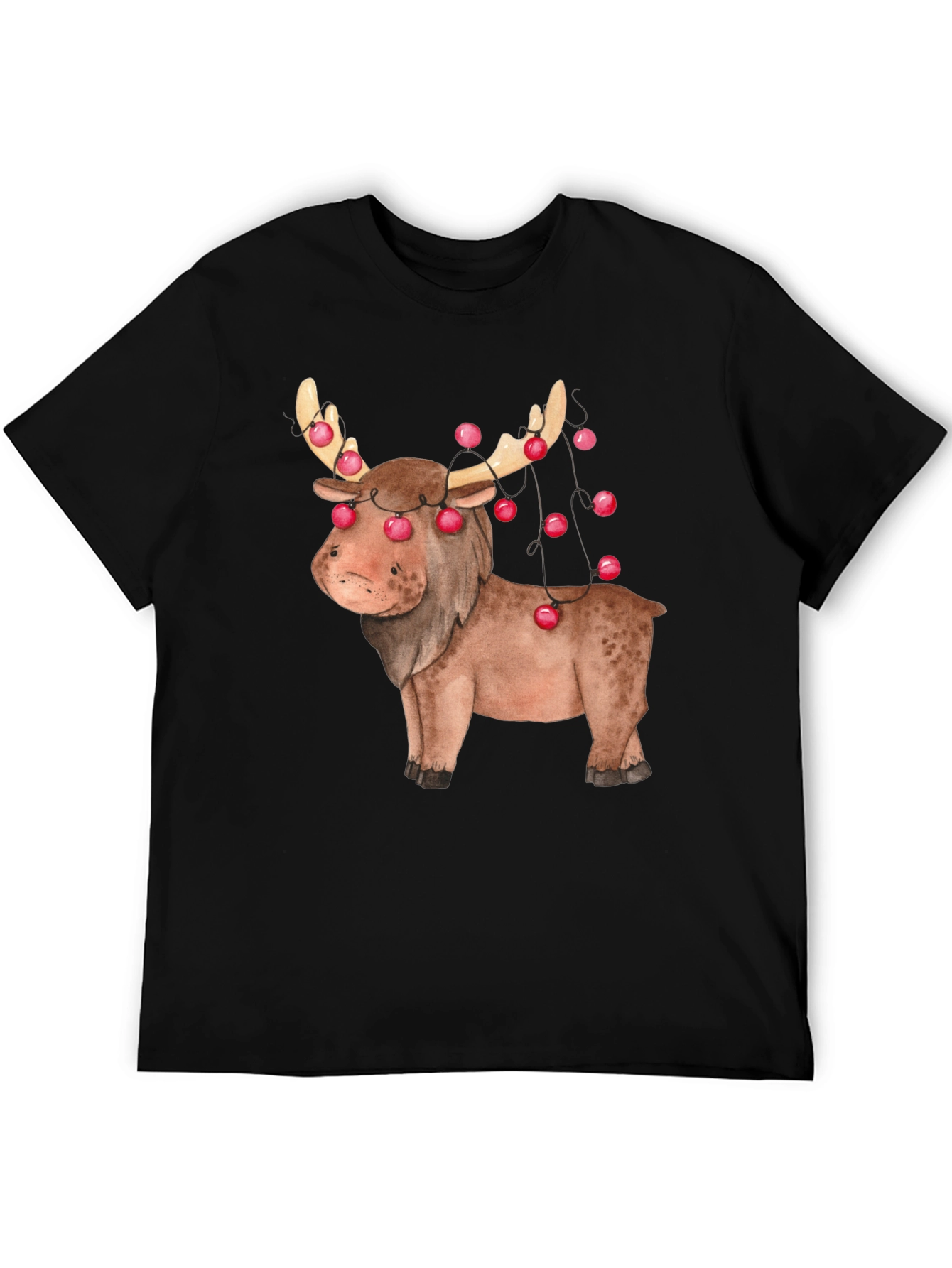 Festive Reindeer Graphic Tee - Holiday Apparel
