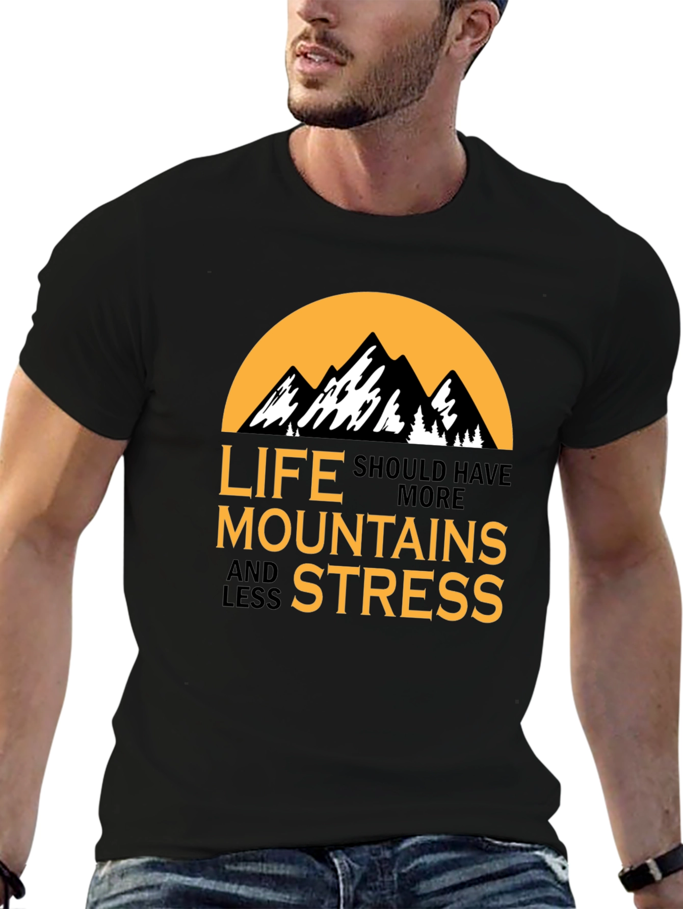 Mountains and Less Stress Graphic T-Shirt