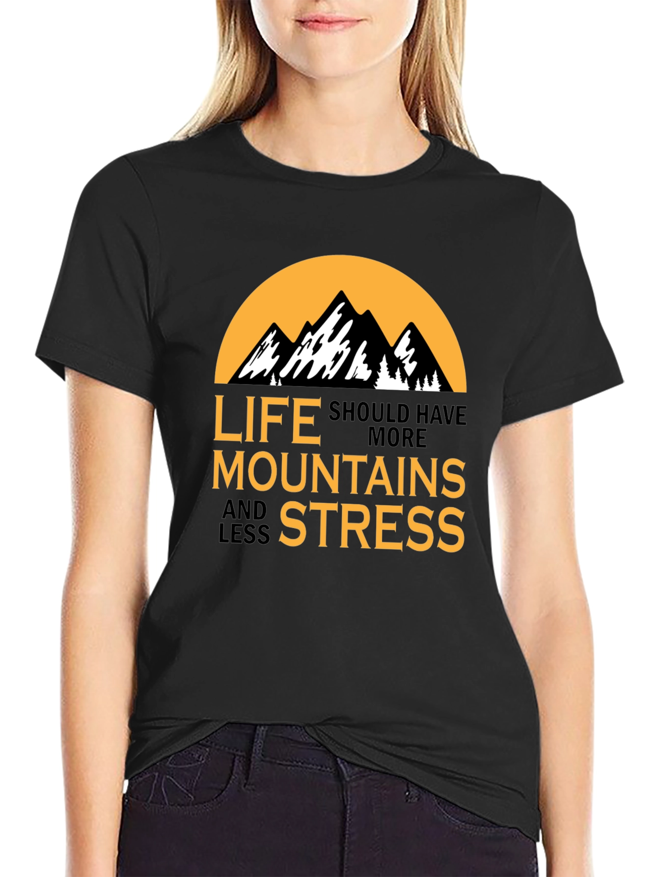 Mountains and Less Stress Graphic T-Shirt