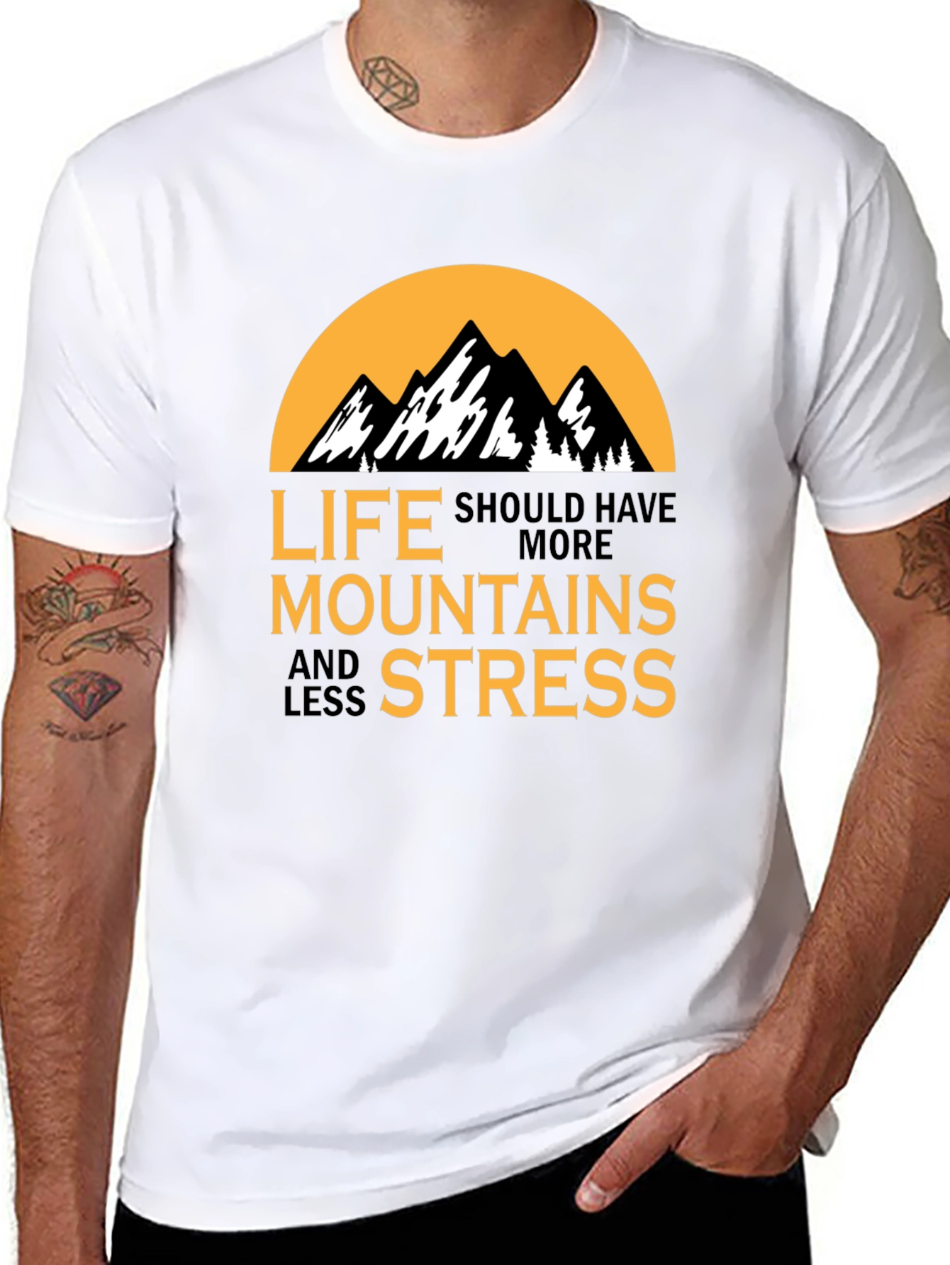 Mountains and Less Stress Graphic T-Shirt