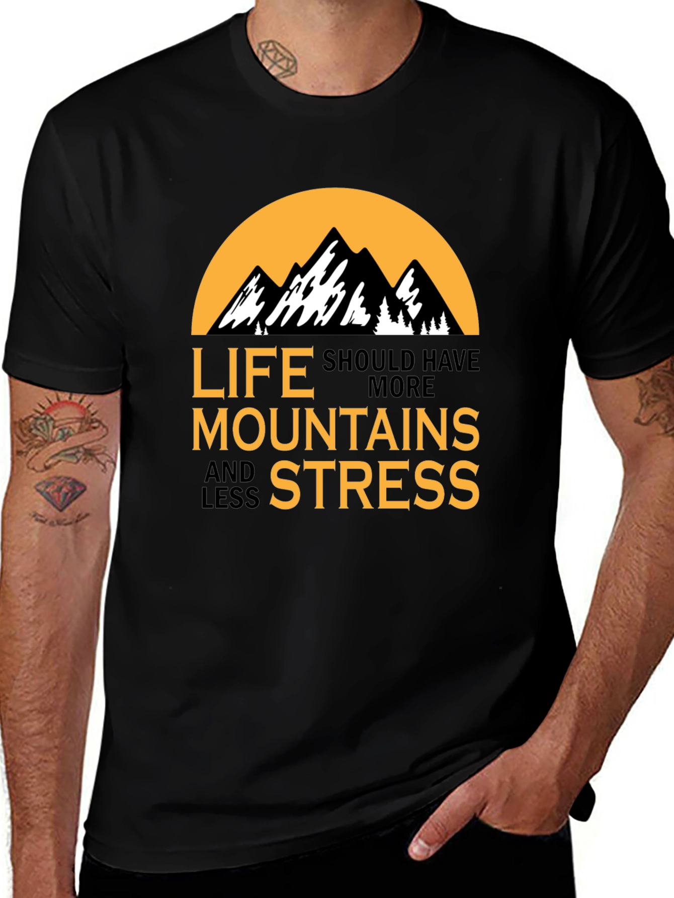 Mountains and Less Stress Graphic T-Shirt