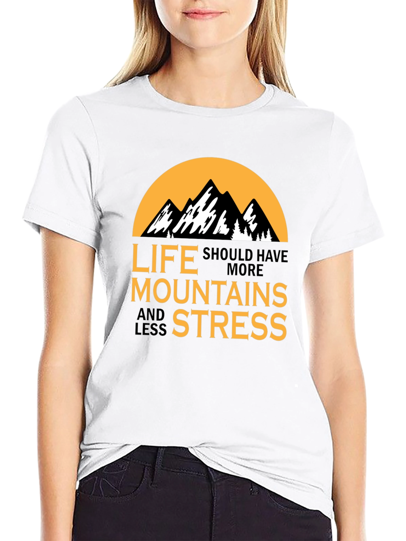 Mountains and Less Stress Graphic T-Shirt