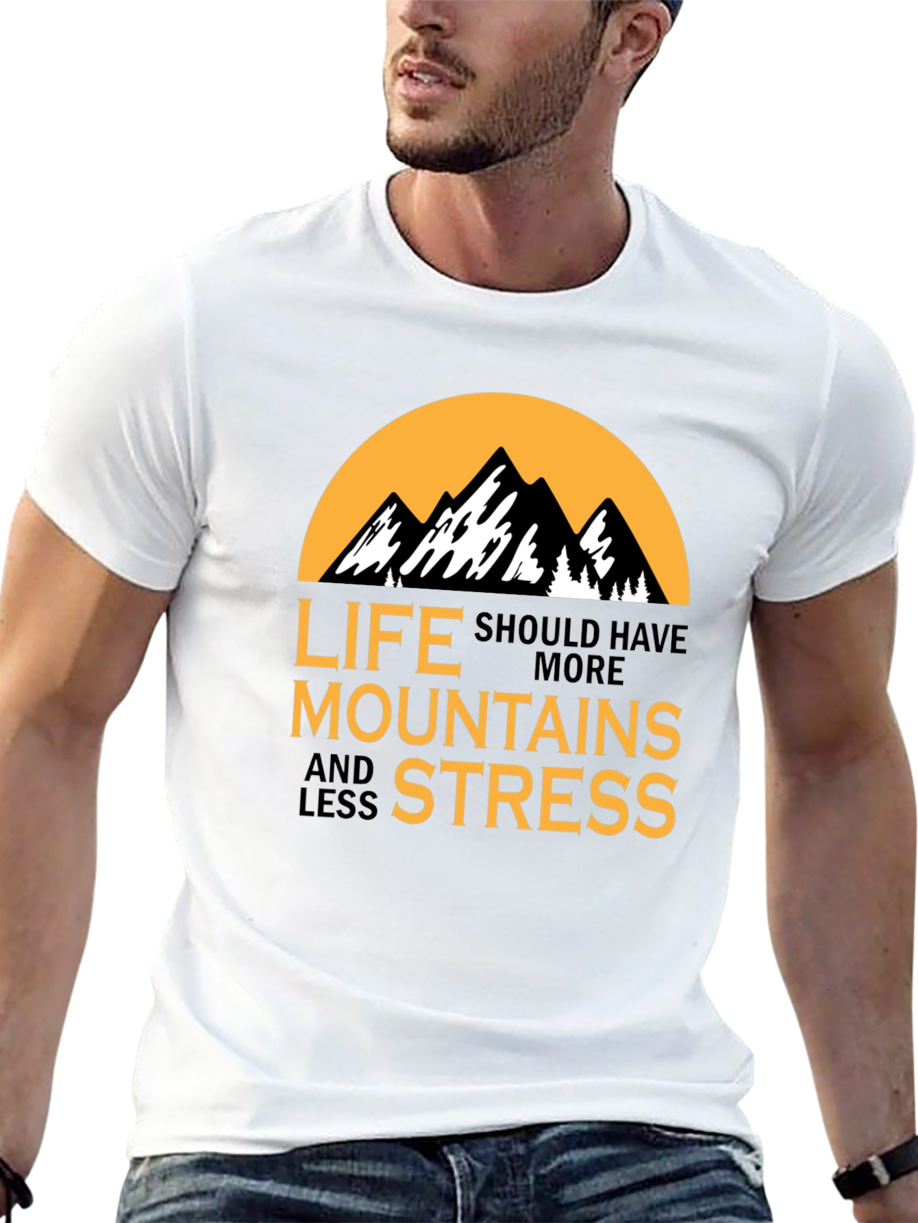 Mountains and Less Stress Graphic T-Shirt
