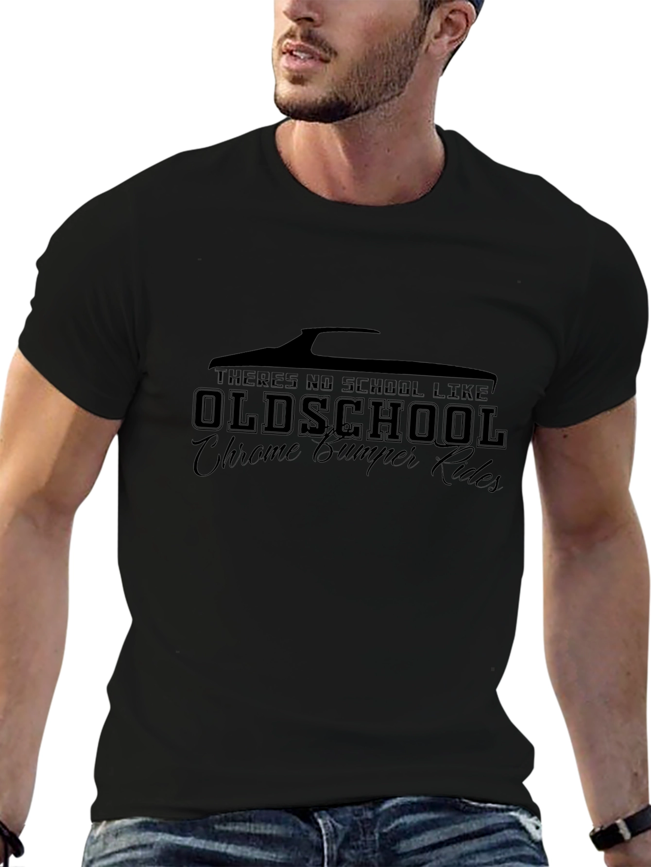 Oldschool Chrome Bumper Rides Black T-Shirt
