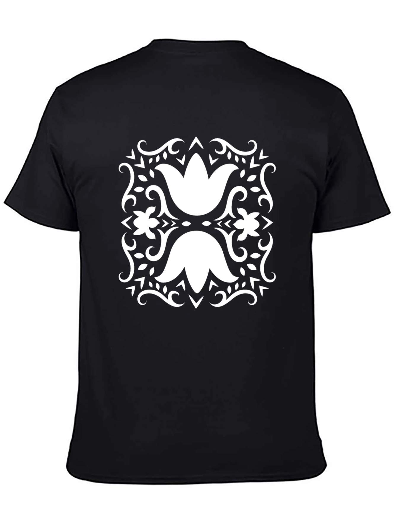 Elegant Floral Black T-Shirt