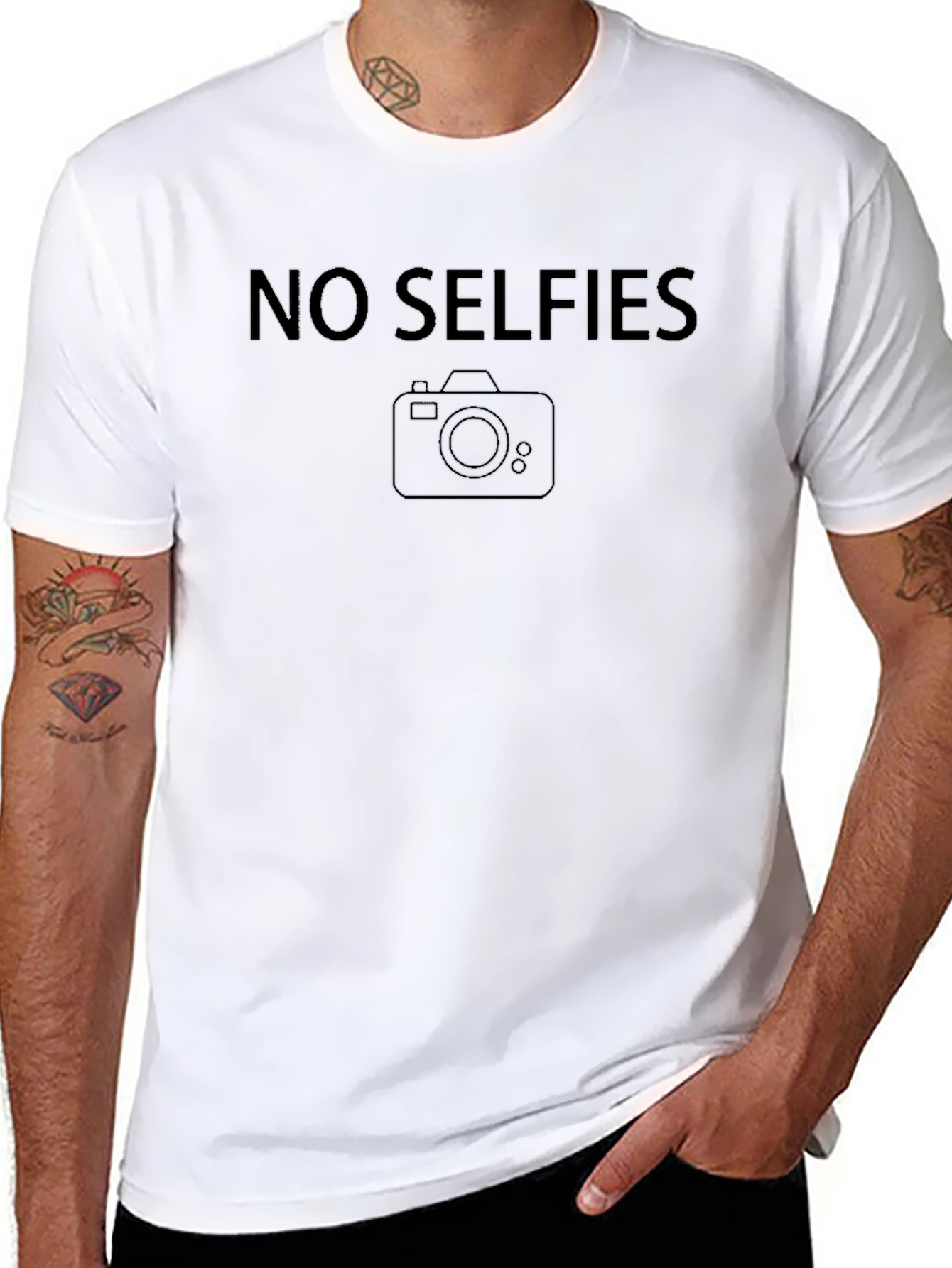No Selfies Black Graphic Tee