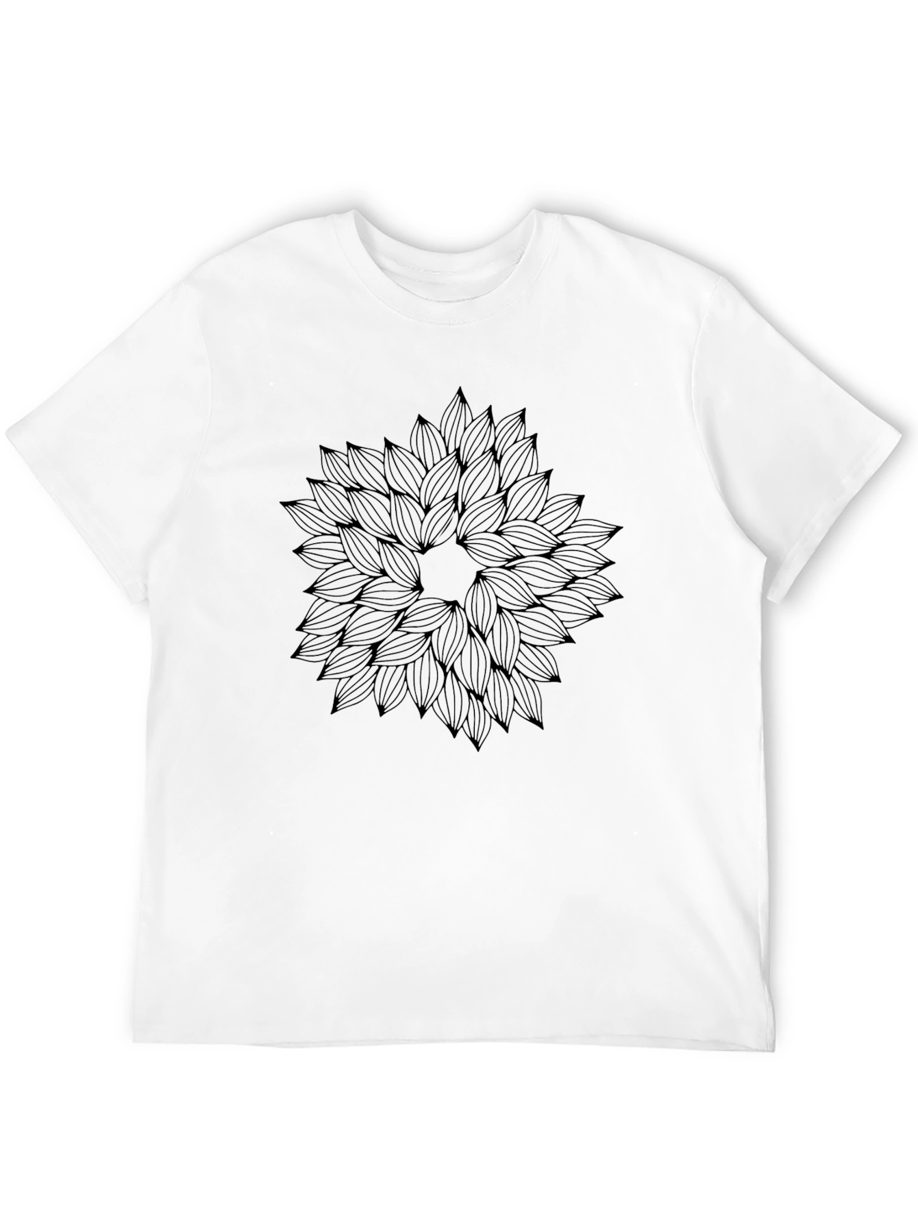 Geometric Floral Graphic Print Black T-Shirt