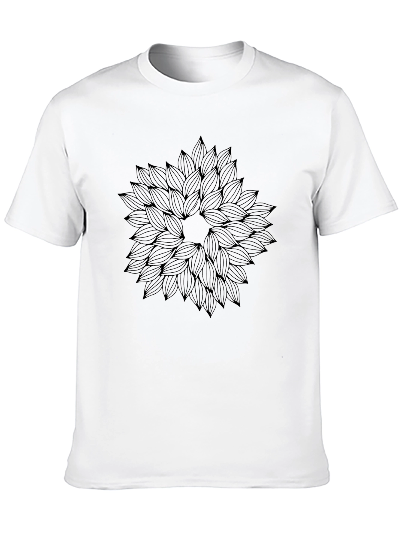 Geometric Floral Graphic Print Black T-Shirt