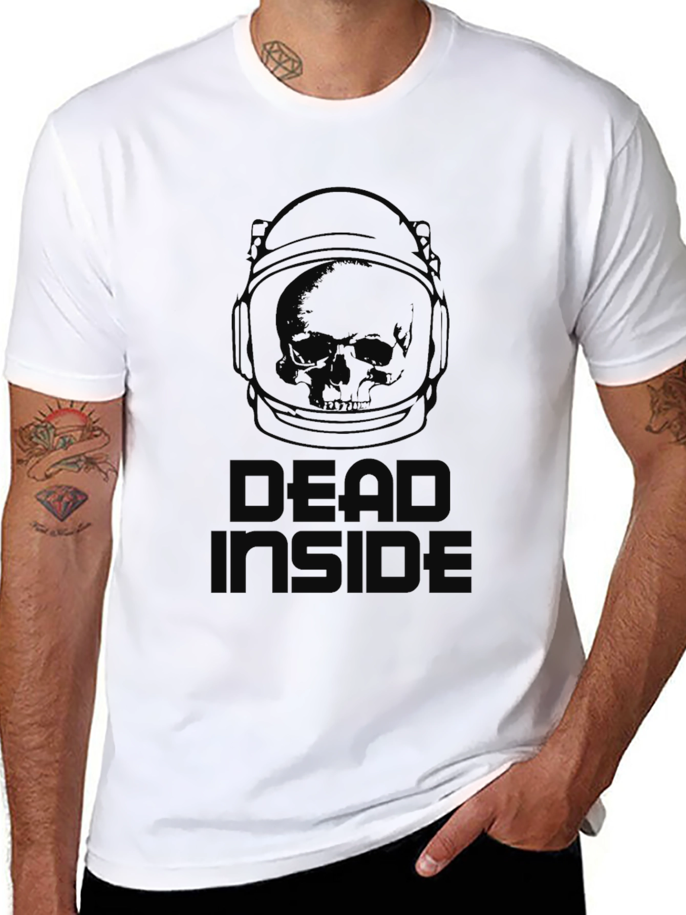 Dead Inside Astronaut Skull T-Shirt - Black Graphic Tee