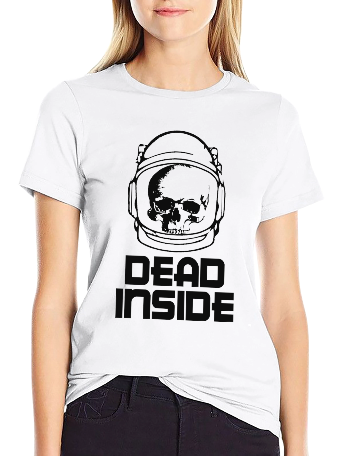 Dead Inside Astronaut Skull T-Shirt - Black Graphic Tee