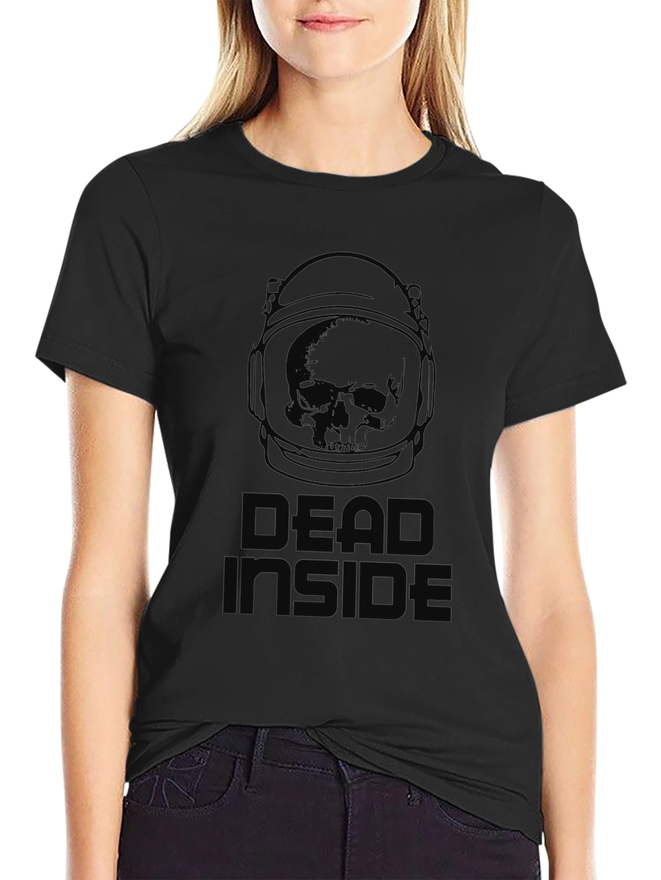 Dead Inside Astronaut Skull T-Shirt - Black Graphic Tee