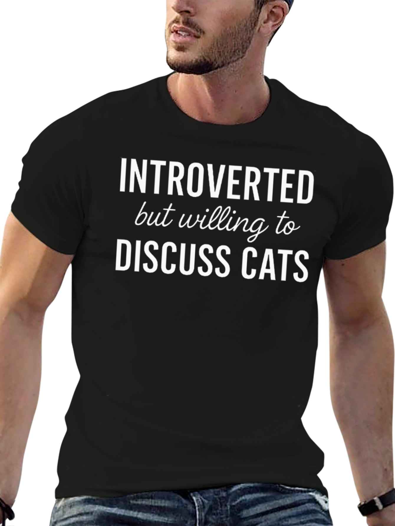 Introverted Cat Lover T-Shirt - Funny Slogan Tee
