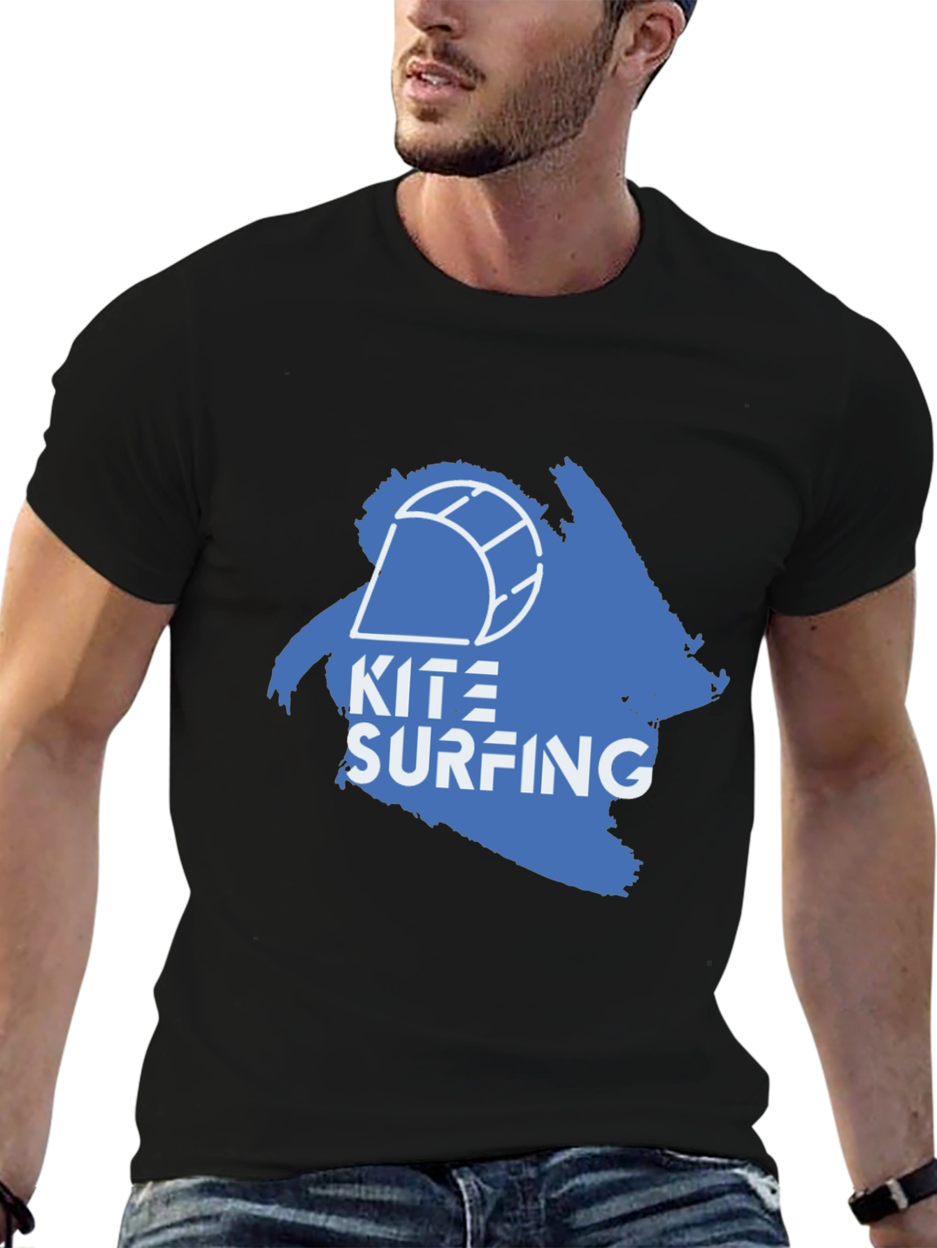 Kite Surfing Graphic T-Shirt - Mens Black Tee