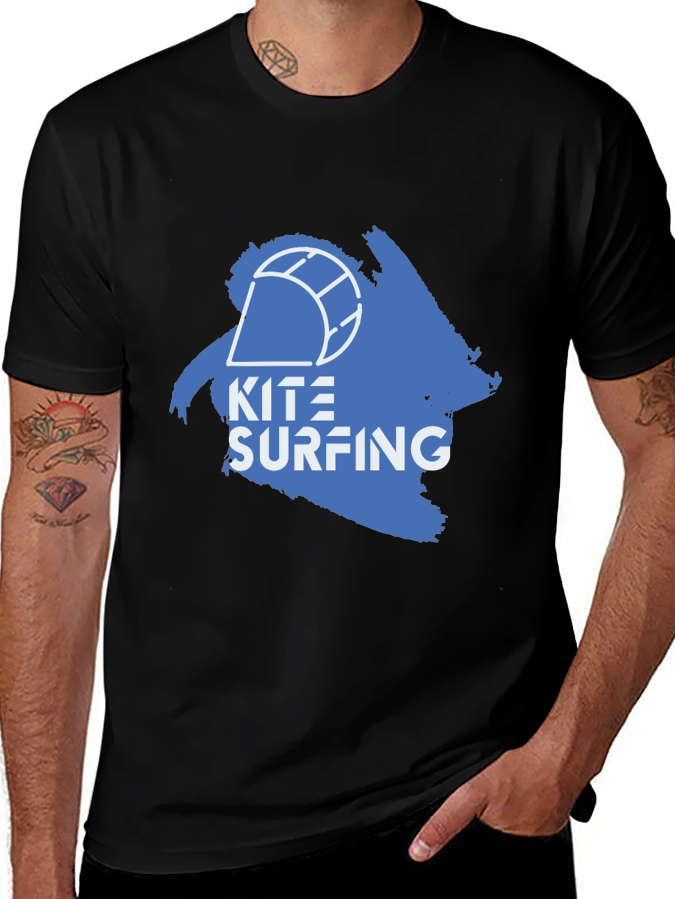 Kite Surfing Graphic T-Shirt - Mens Black Tee