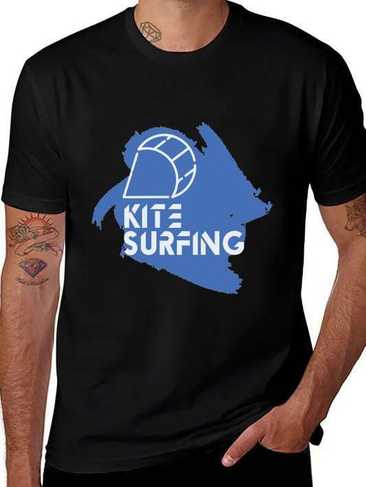 Kite Surfing Graphic T-Shirt - Mens Black Tee