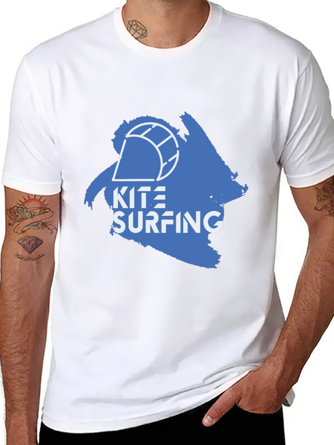 Kite Surfing Graphic T-Shirt - Mens Black Tee