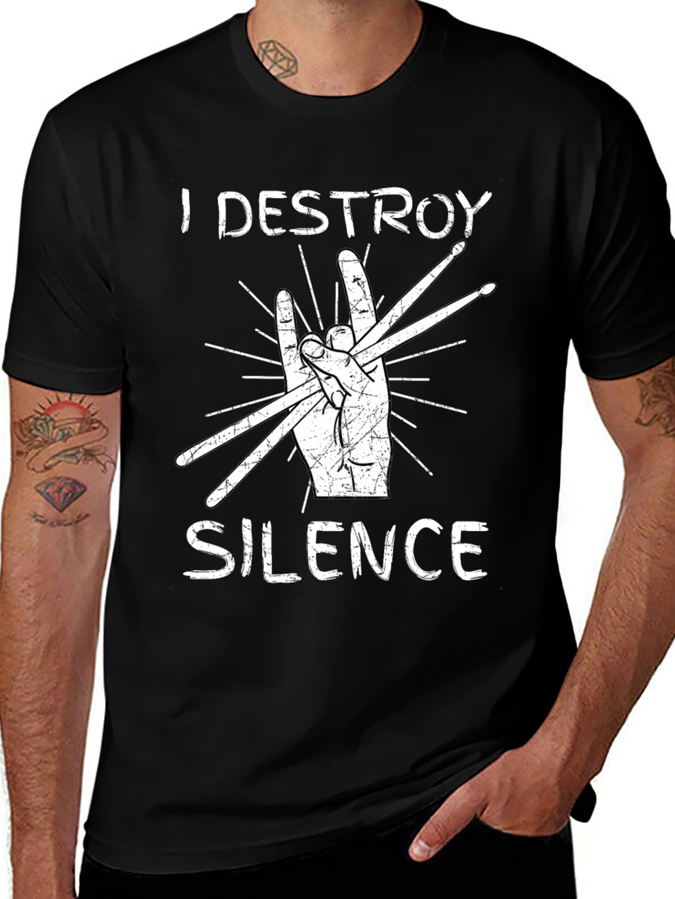 I Destroy Silence Drummer T-Shirt - Music Lover Tee