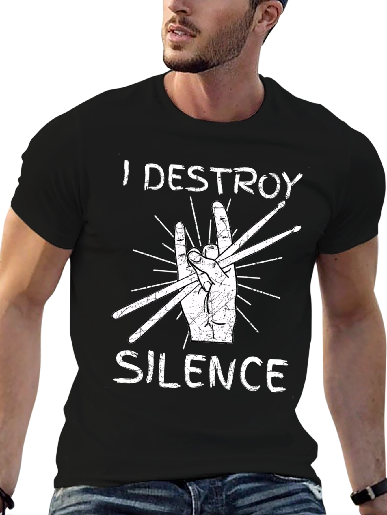 I Destroy Silence Drummer T-Shirt - Music Lover Tee