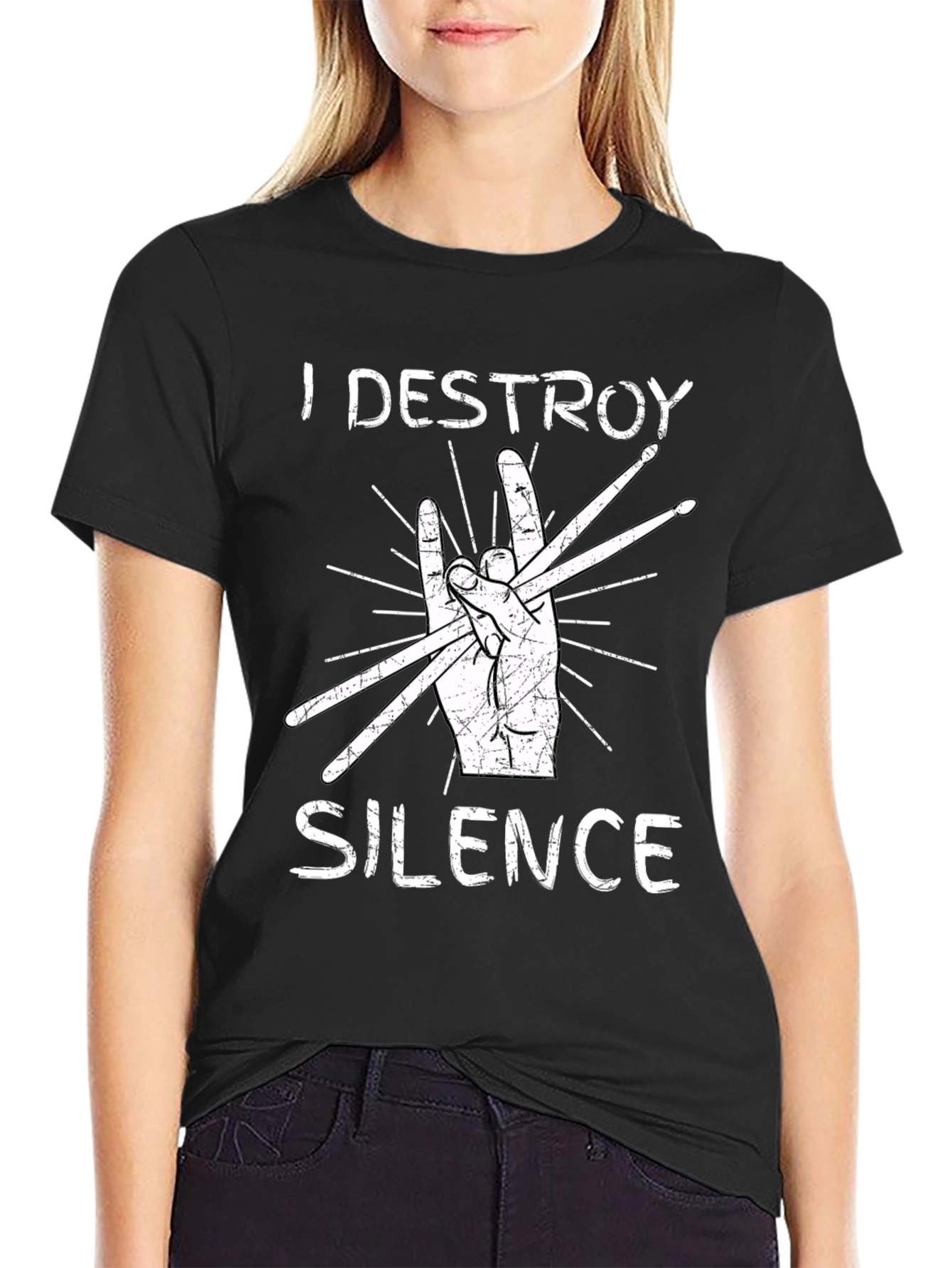 I Destroy Silence Drummer T-Shirt - Music Lover Tee
