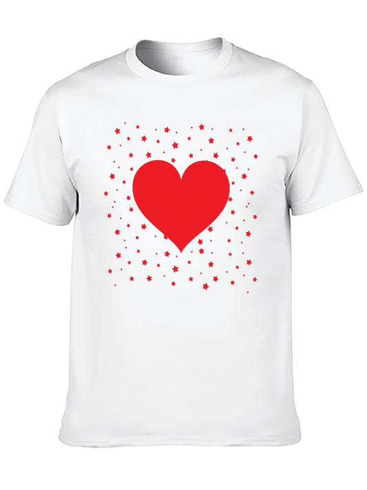 Heart and Stars Graphic Tee - Black Cotton Blend
