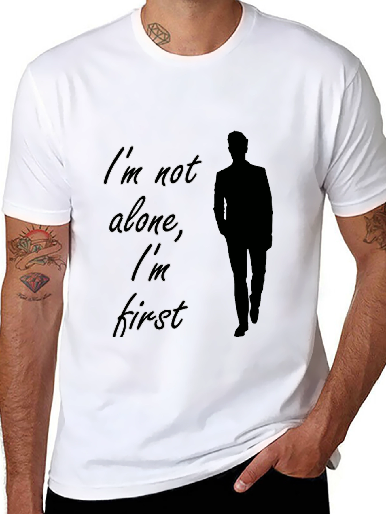 Im Not Alone Im First Black Graphic Tee
