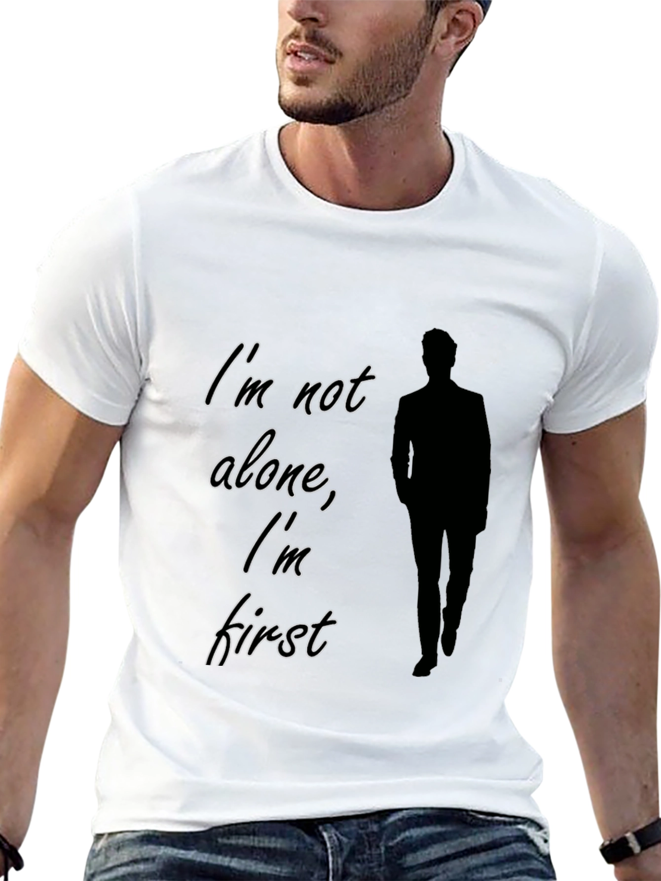 Im Not Alone Im First Black Graphic Tee