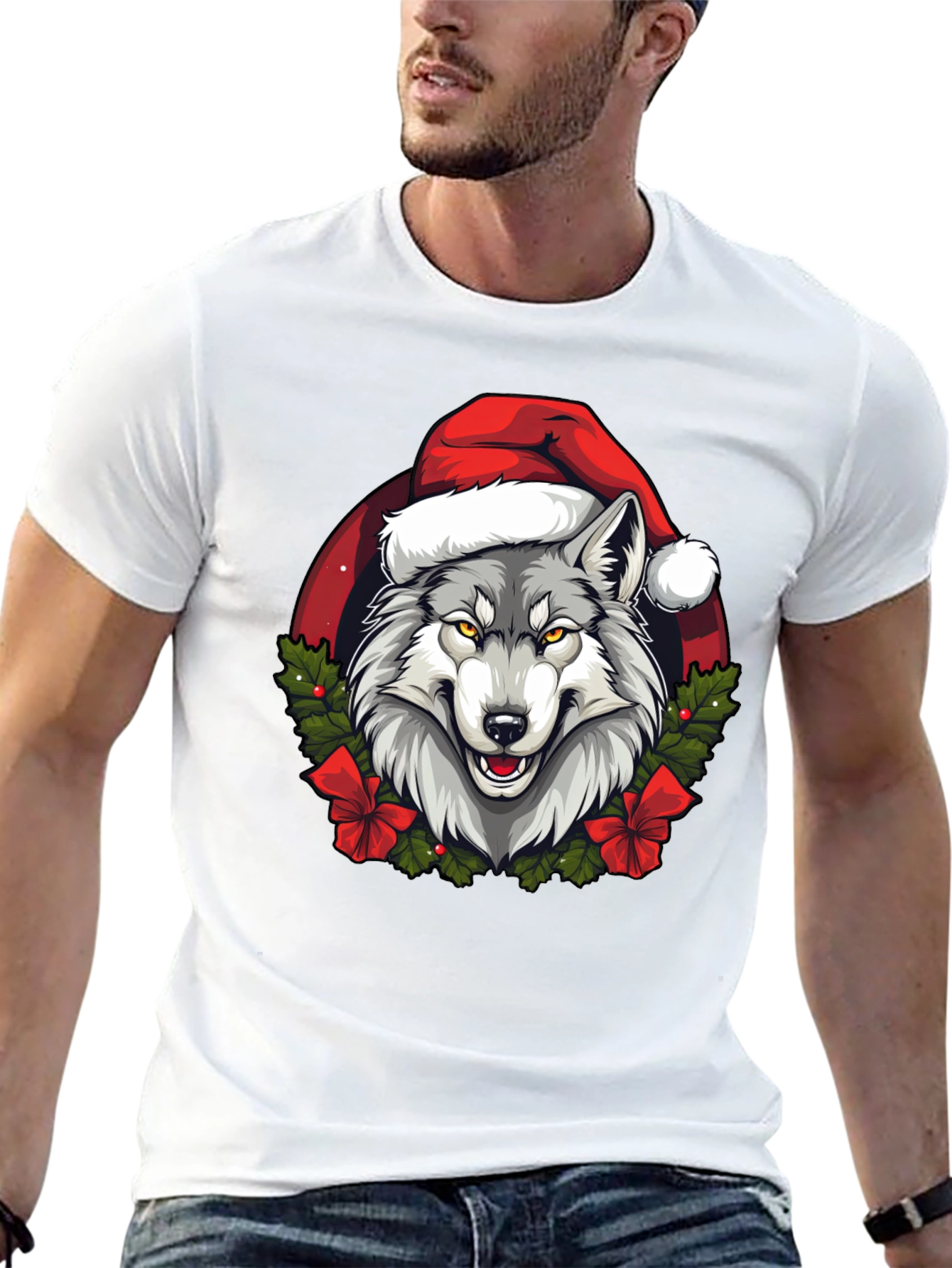 Wolf Christmas T-Shirt - Holiday Animal Tee