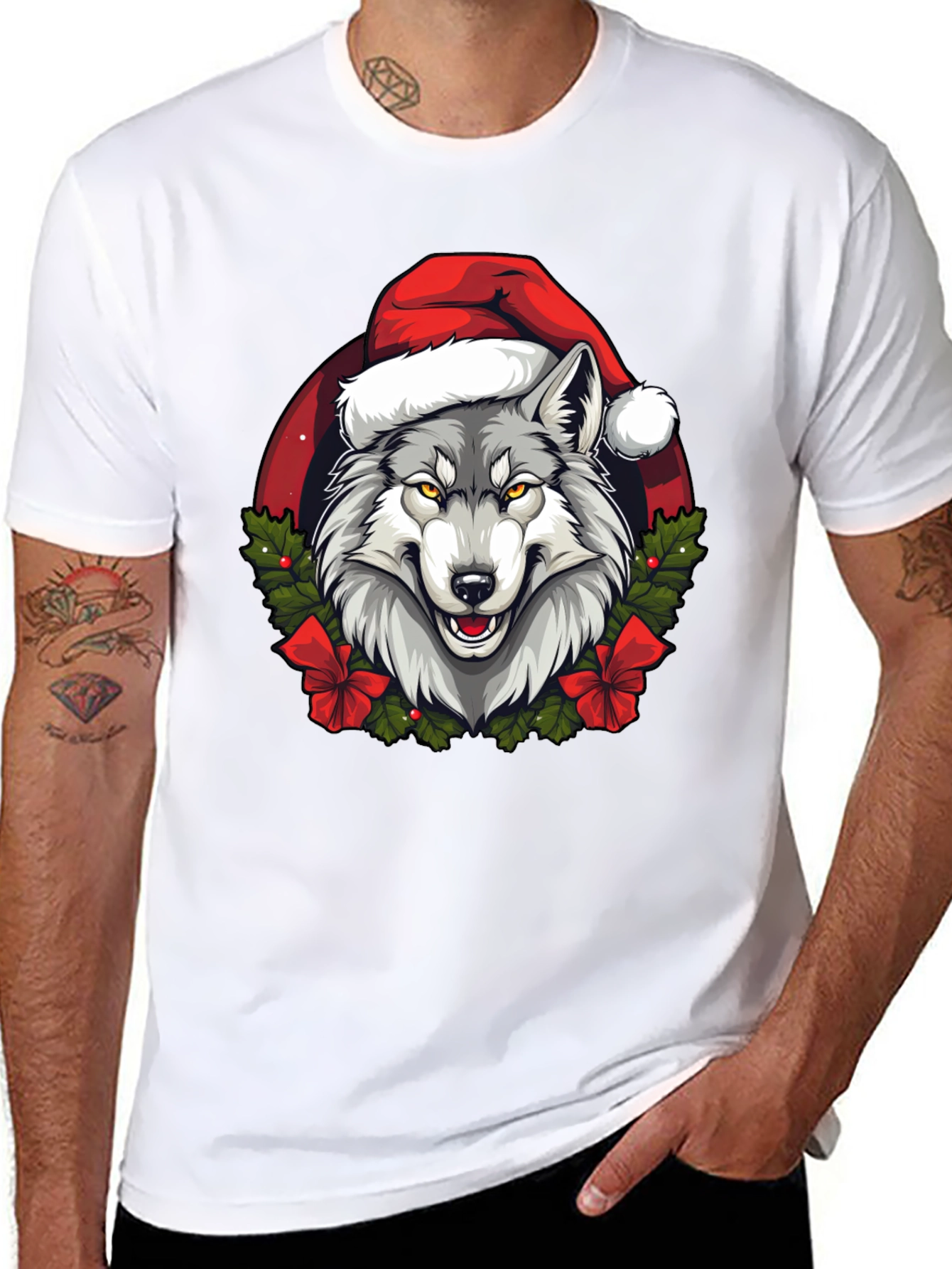 Wolf Christmas T-Shirt - Holiday Animal Tee