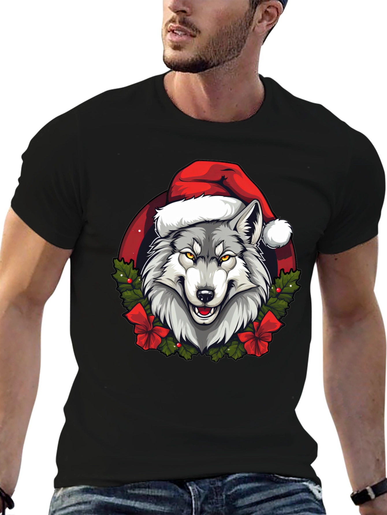 Wolf Christmas T-Shirt - Holiday Animal Tee