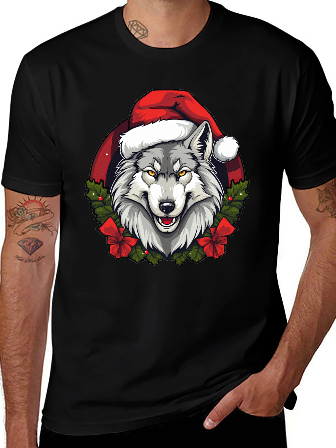 Wolf Christmas T-Shirt - Holiday Animal Tee