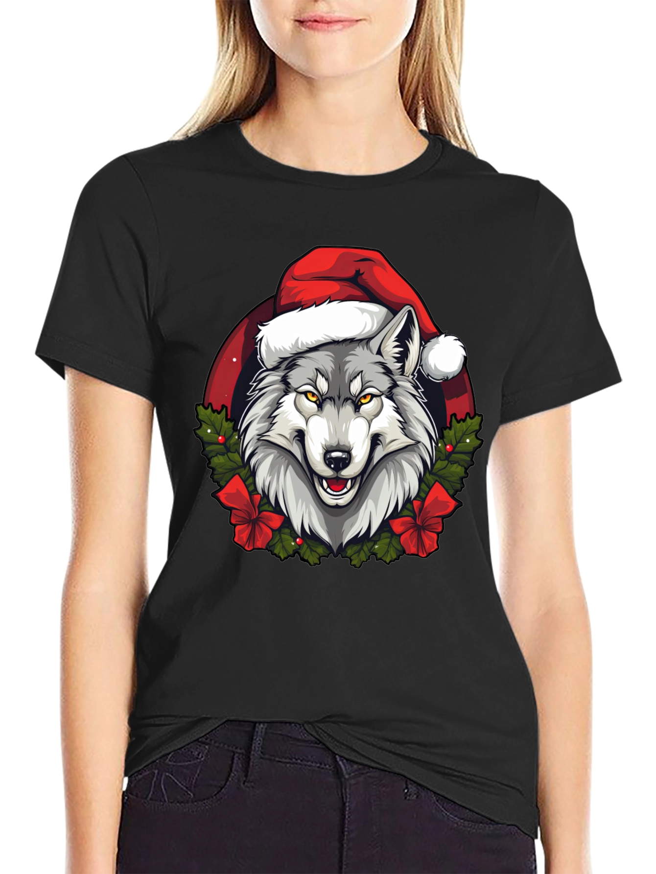 Wolf Christmas T-Shirt - Holiday Animal Tee