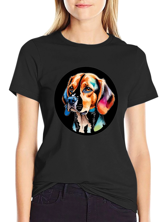Colorful Beagle Dog Portrait Graphic Tee