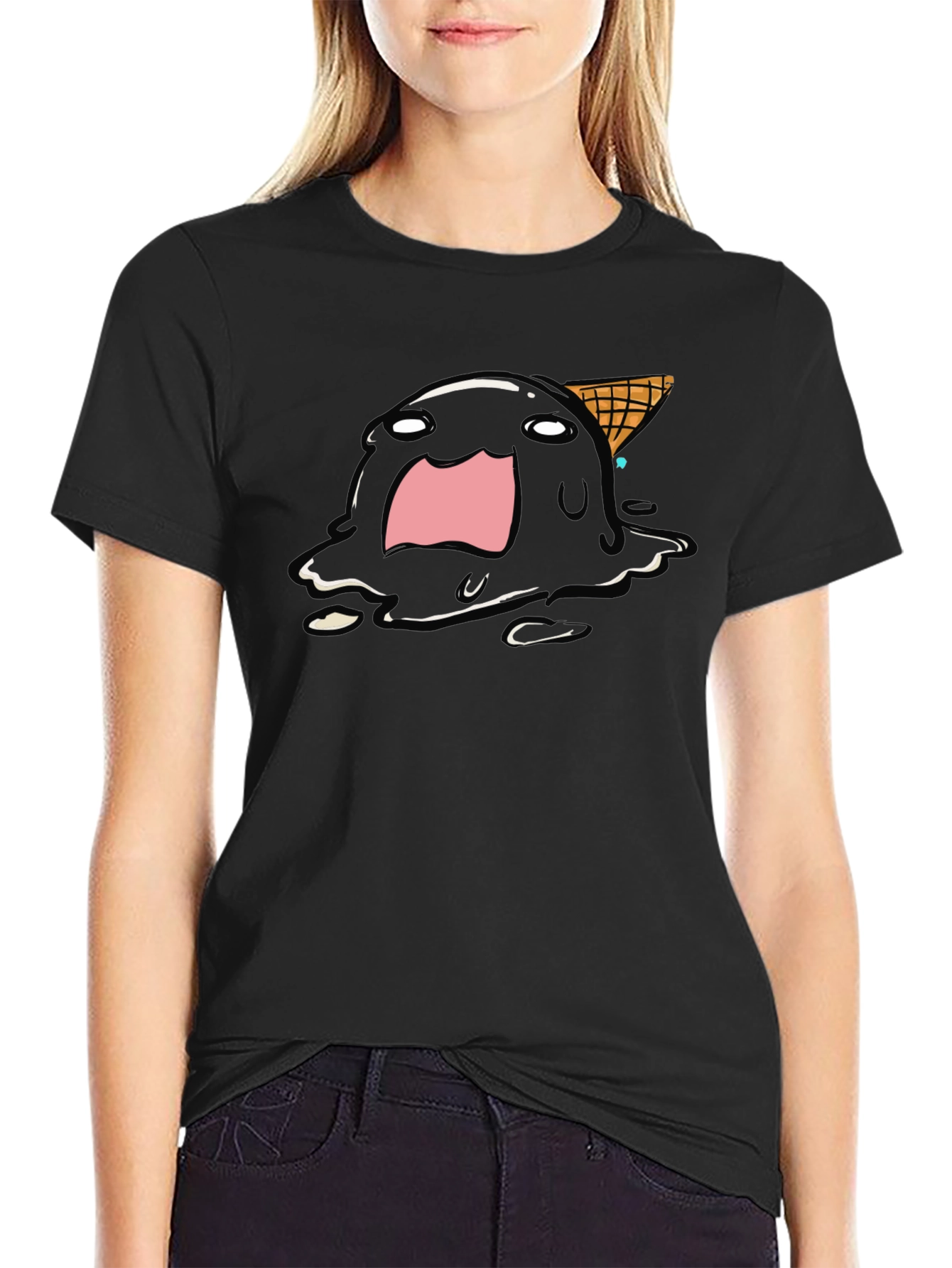 Melting Ice Cream Graphic Tee - Funny Cartoon Shirt
