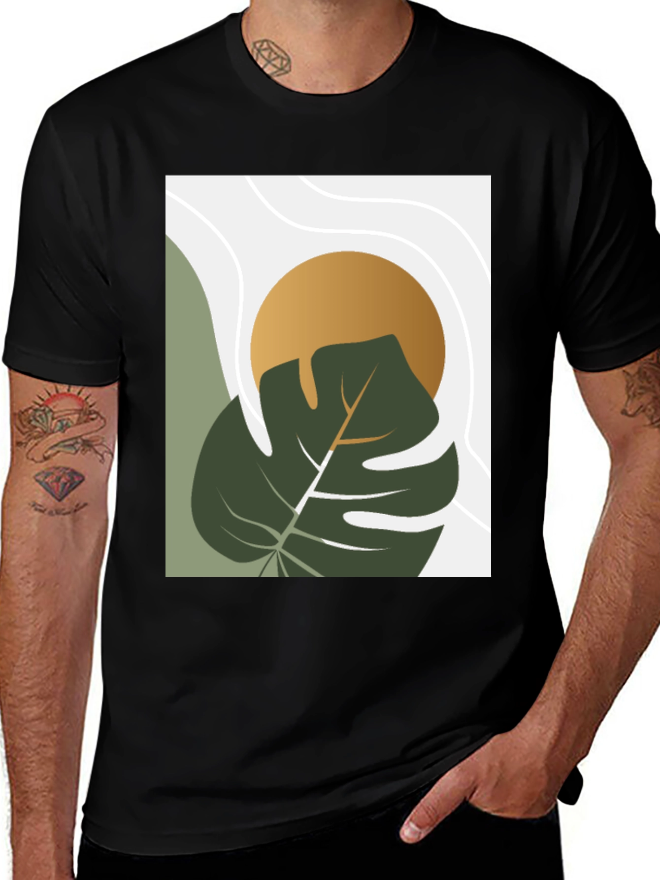 Botanical Monstera Graphic Tee - Modern Art Shirt