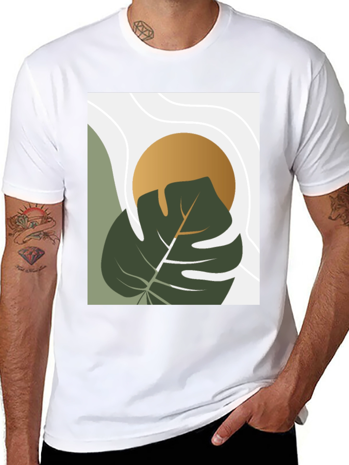 Botanical Monstera Graphic Tee - Modern Art Shirt