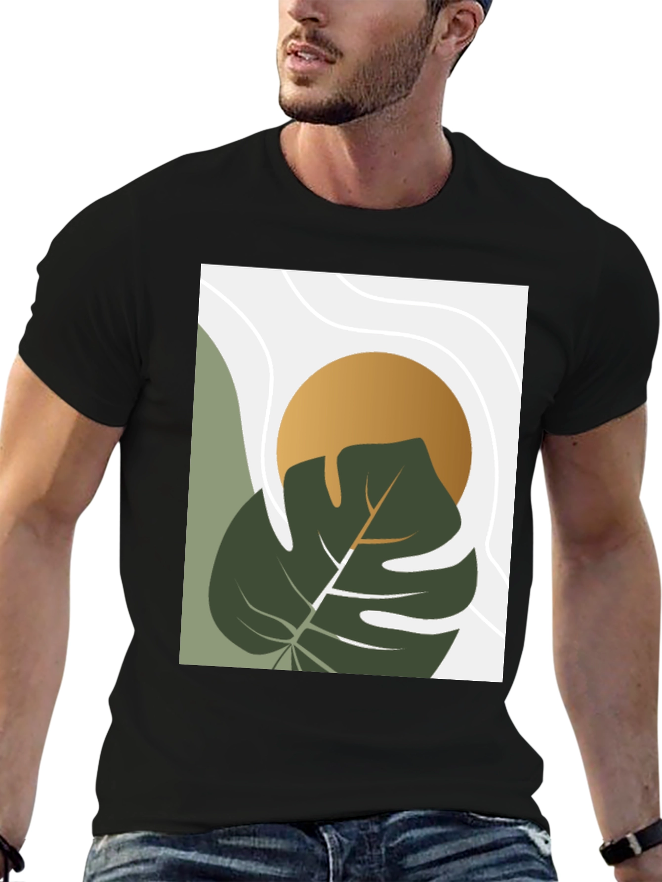 Botanical Monstera Graphic Tee - Modern Art Shirt
