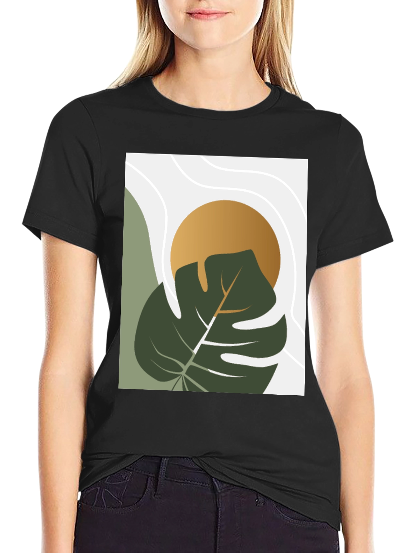 Botanical Monstera Graphic Tee - Modern Art Shirt