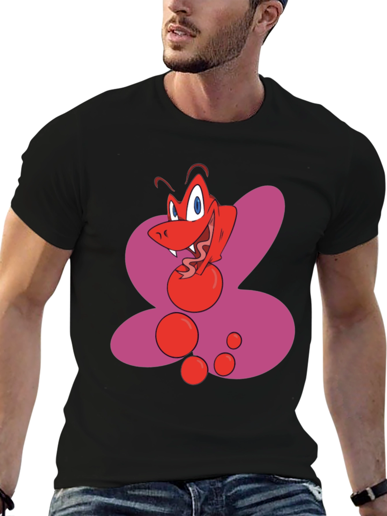 Cartoon Snake Graphic Black T-Shirt