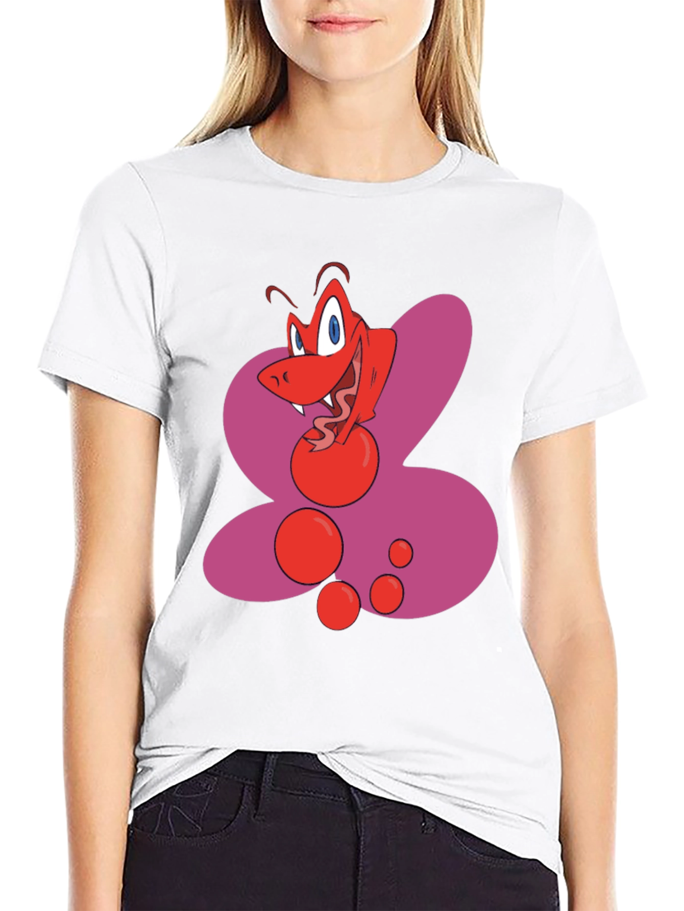 Cartoon Snake Graphic Black T-Shirt