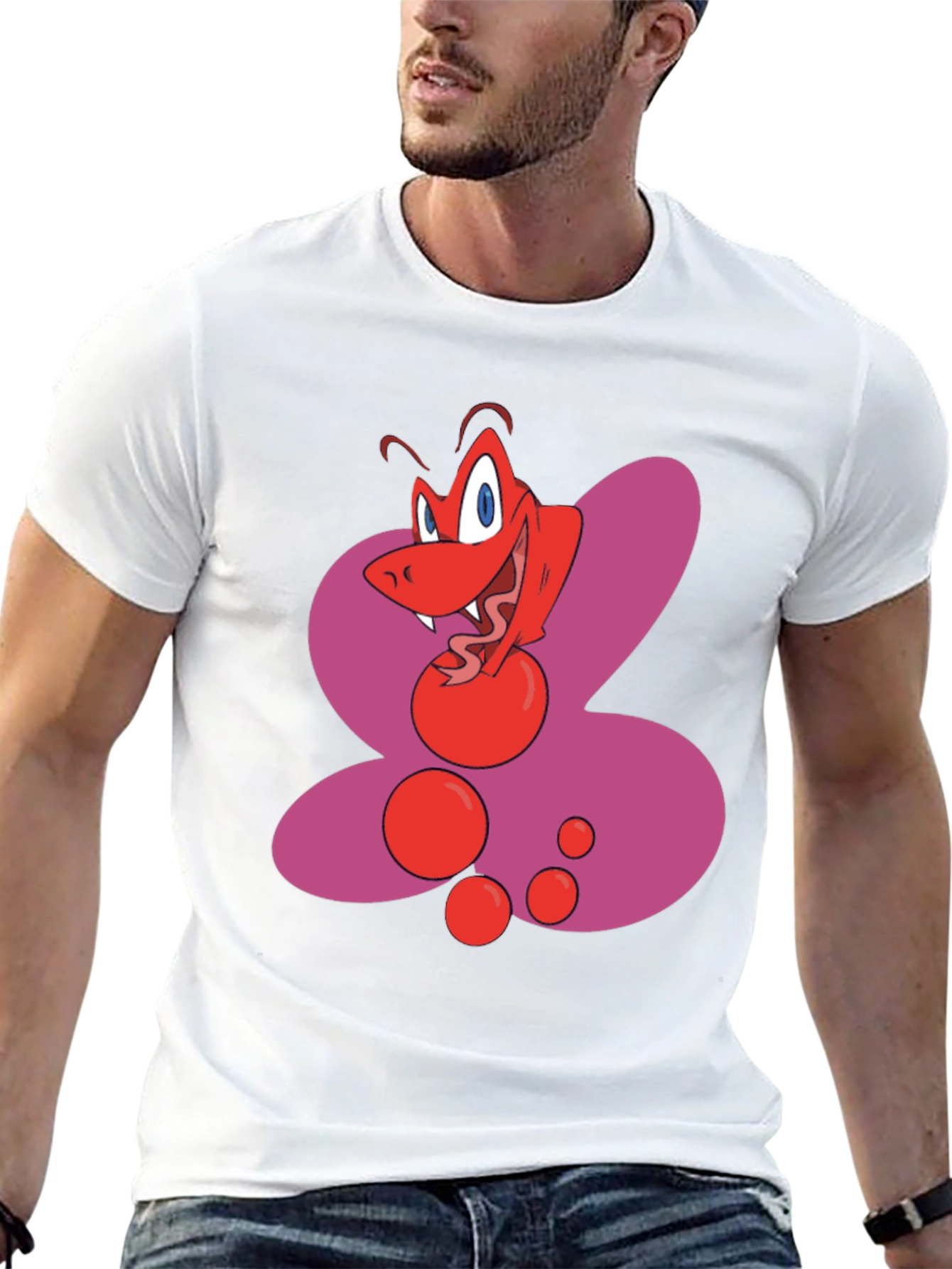 Cartoon Snake Graphic Black T-Shirt
