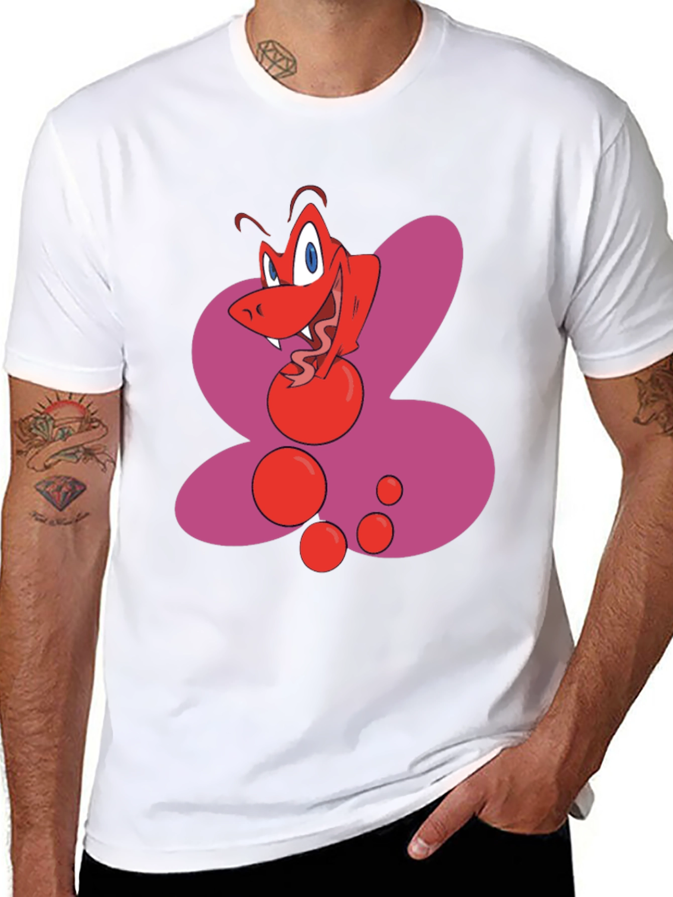 Cartoon Snake Graphic Black T-Shirt