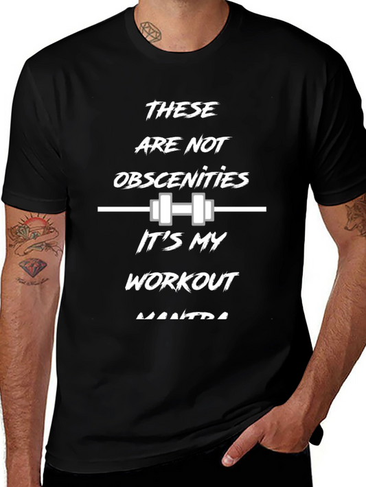 Workout Mantra Graphic Tee - Black Cotton Gym Shirt