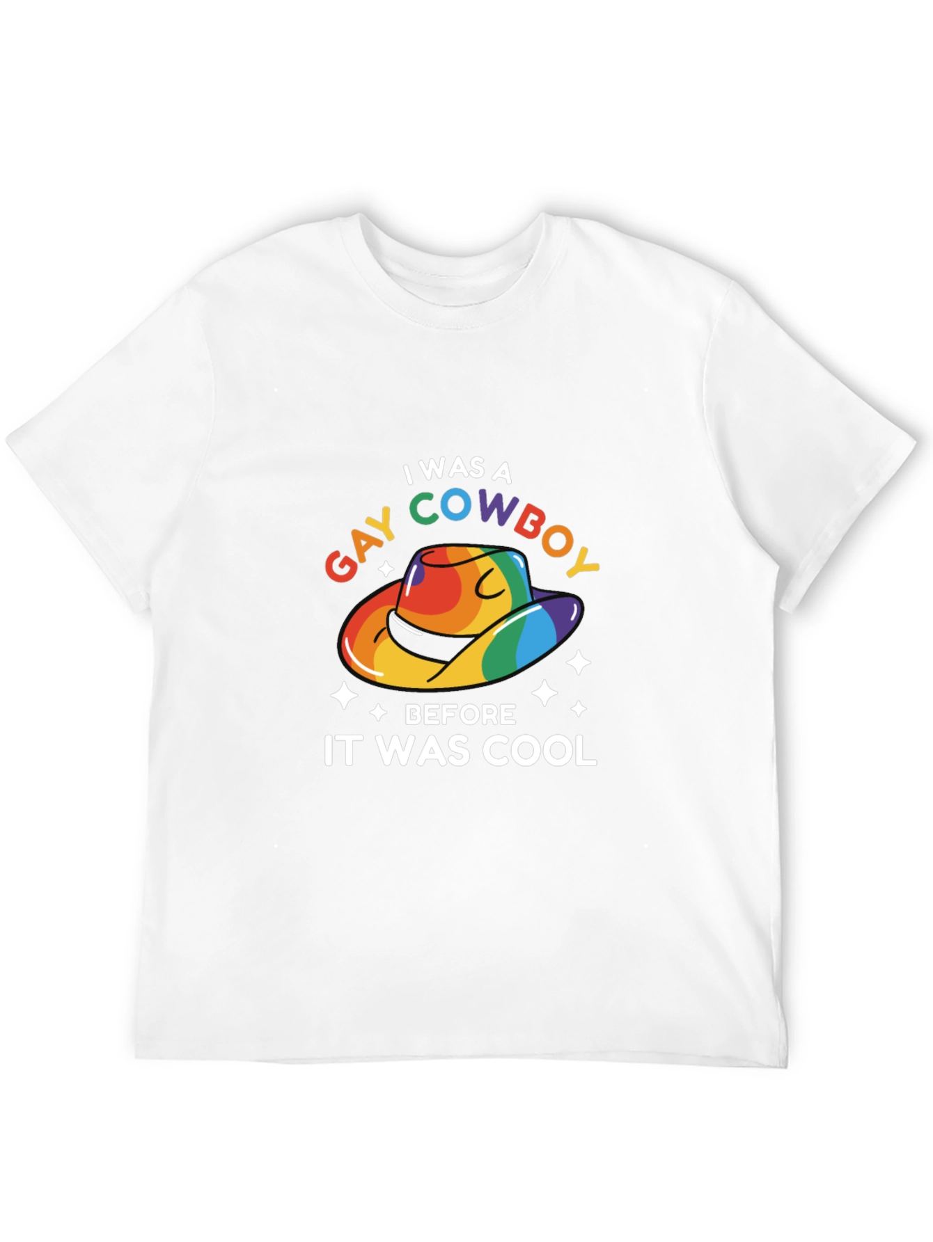 Gay Cowboy Pride T-Shirt - Rainbow Cowboy Hat