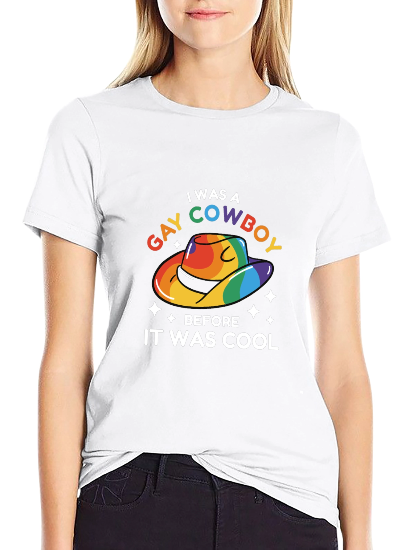 Gay Cowboy Pride T-Shirt - Rainbow Cowboy Hat