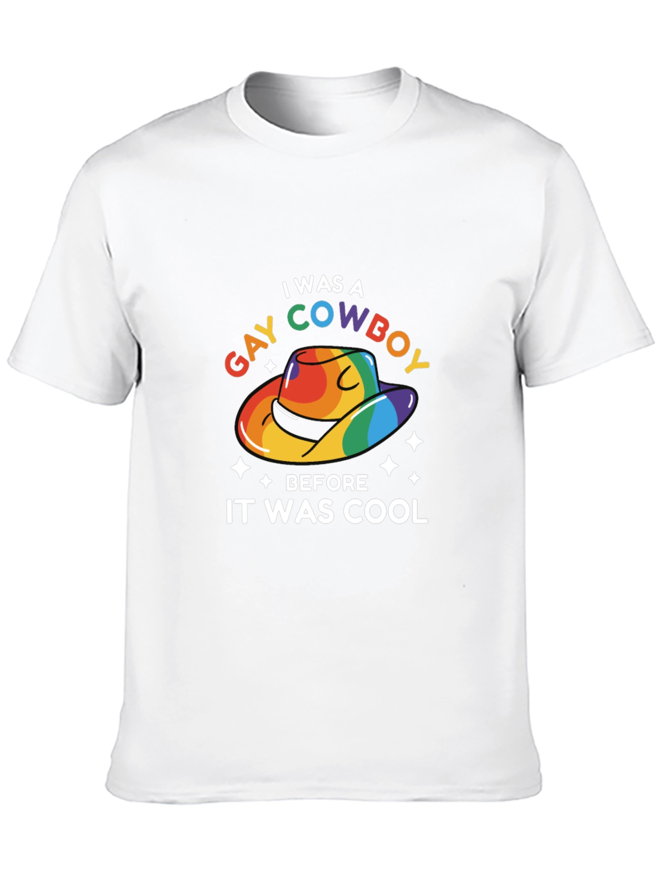 Gay Cowboy Pride T-Shirt - Rainbow Cowboy Hat